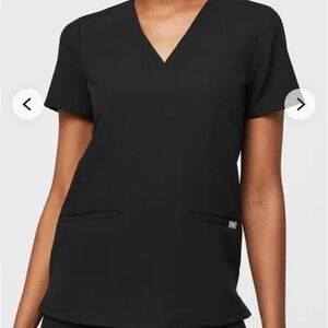 Figs Black V-Neck Scrub Top